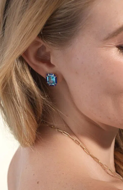 Goshwara Mélange Emerald-cut Stud Earrings In Blue