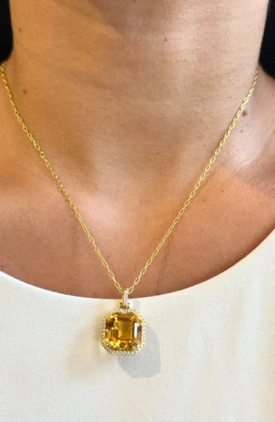 Goshwara Gossip Asscher Cut Stone & Pavé Diamond Pendant Necklace In Yellow