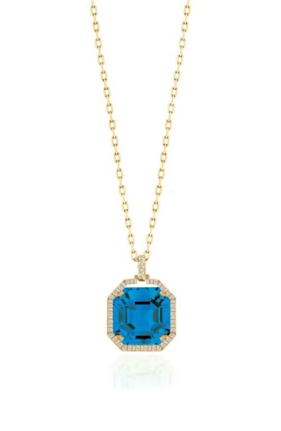 Goshwara Gossip Asscher Cut Stone & Pavé Diamond Pendant Necklace In Blue