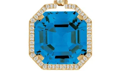 Goshwara Gossip Asscher Cut Stone & Pavé Diamond Pendant Necklace In Blue