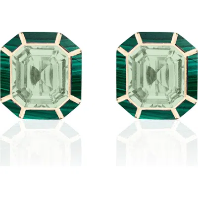 Goshwara Mélange Emerald-cut Stud Earrings In Green