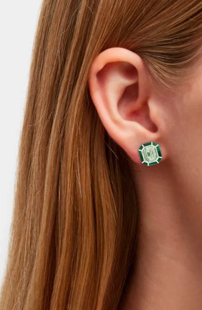 Goshwara Mélange Emerald-cut Stud Earrings In Green