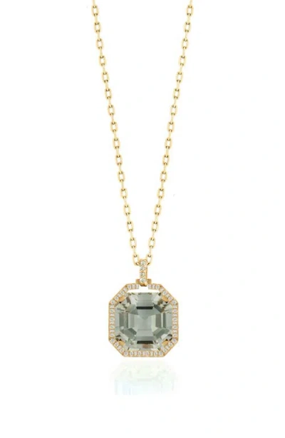 Goshwara Gossip Asscher Cut Stone & Pavé Diamond Pendant Necklace In Green