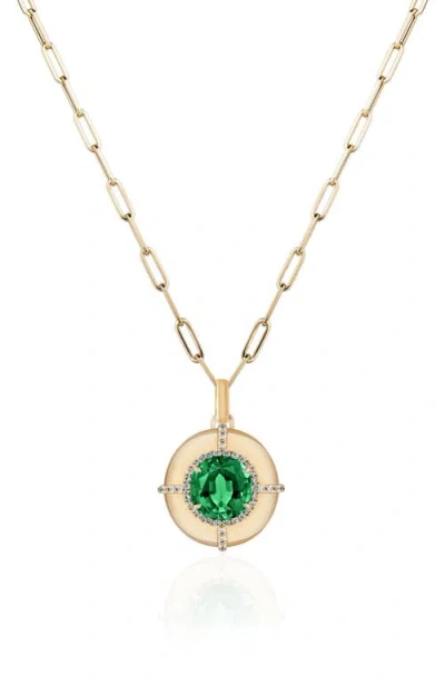 Goshwara Round Cut Emerald Medallion Necklace In Gold
