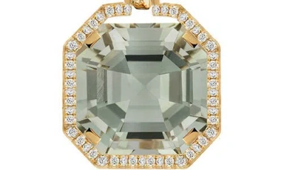 Goshwara Gossip Asscher Cut Stone & Pavé Diamond Pendant Necklace In Green
