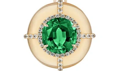 Goshwara Round Cut Emerald Medallion Necklace In Gold
