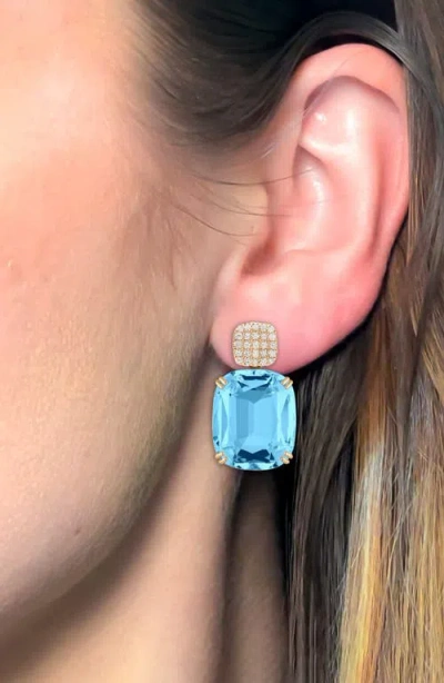 Goshwara Gossip Cushion Cut Drop Earrings In Blue