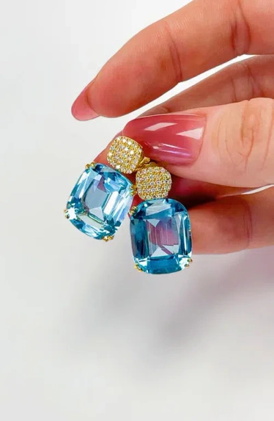 Goshwara Gossip Cushion Cut Drop Earrings In Blue