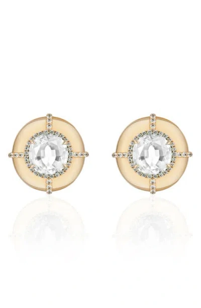 Goshwara Round Medallion Stud Earrings In Gold