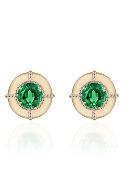 Goshwara Round Medallion Stud Earrings In Gold