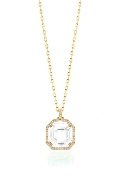 Goshwara Gossip Asscher Cut Stone & Pavé Diamond Pendant Necklace In Gold