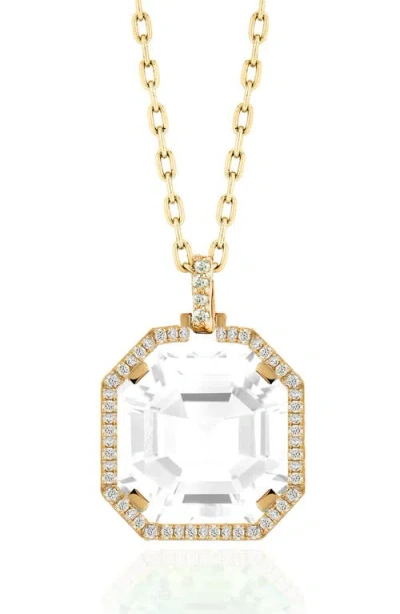 Goshwara Gossip Asscher Cut Stone & Pavé Diamond Pendant Necklace In Gold