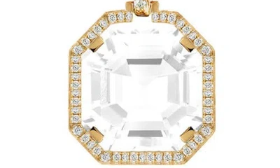 Goshwara Gossip Asscher Cut Stone & Pavé Diamond Pendant Necklace In Gold