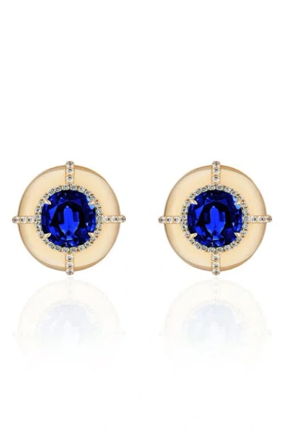 Goshwara Round Medallion Stud Earrings In Blue