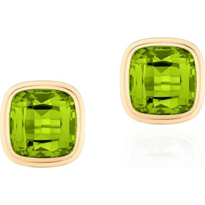 Goshwara Manhattan Cushion Cut Stud Earrings In Green