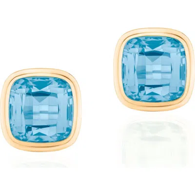 Goshwara Manhattan Cushion Cut Stud Earrings In Blue