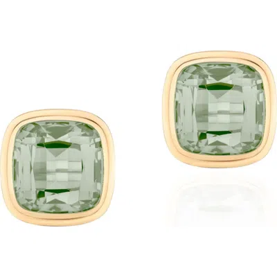 Goshwara Manhattan Cushion Cut Stud Earrings In Green