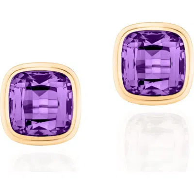 Goshwara Manhattan Cushion Cut Stud Earrings In Purple