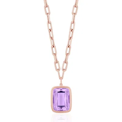 Goshwara Manhattan Cushion Pendant Necklace In Purple