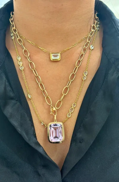 Goshwara Manhattan Cushion Pendant Necklace In Purple