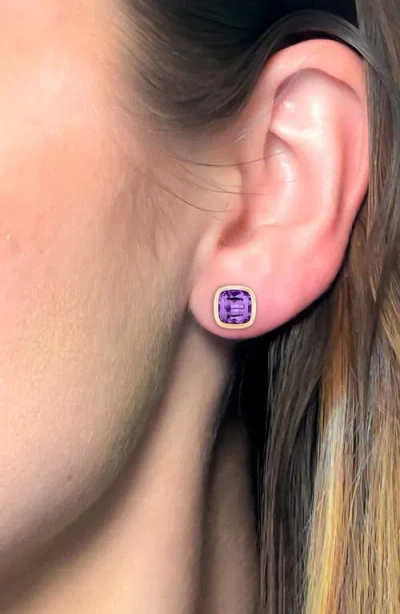 Goshwara Manhattan Cushion Cut Stud Earrings In Purple