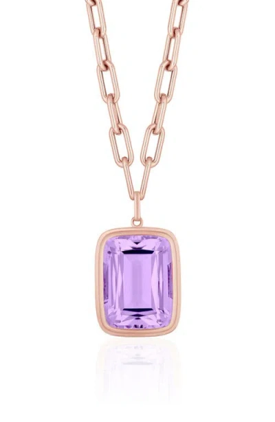 Goshwara Manhattan Cushion Pendant Necklace In Purple