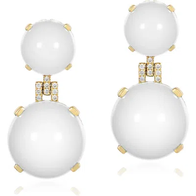 Goshwara Rock 'n' Roll Double Sphere Drop Earrings In White