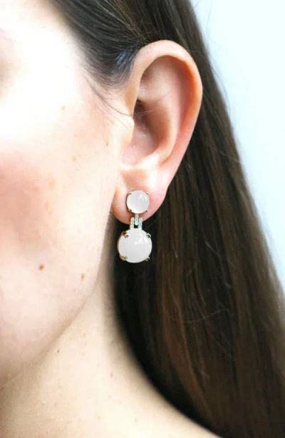 Goshwara Rock 'n' Roll Double Sphere Drop Earrings In White