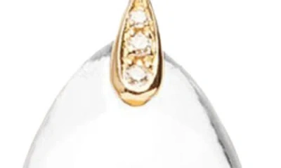 Goshwara 18k Yellow Gold Moon Quartz And Diamond Earrings In White