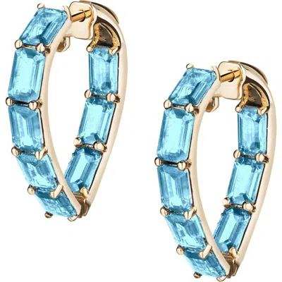 Goshwara Gossip Stone Heart Hoop Earrings In Blue
