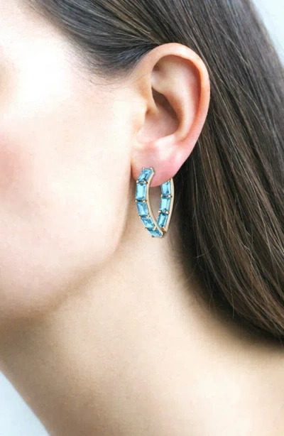 Goshwara Gossip Stone Heart Hoop Earrings In Blue