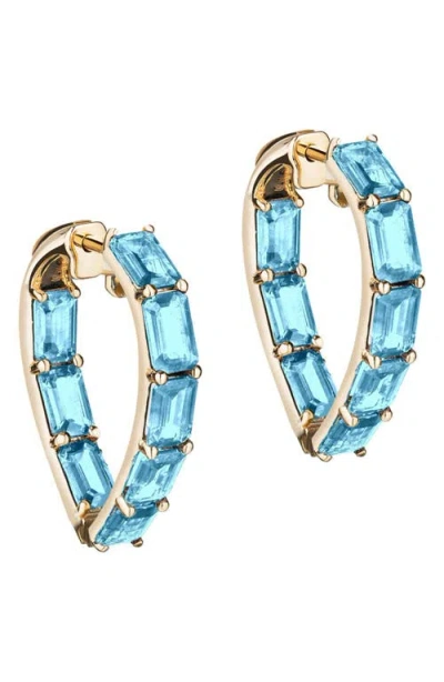 Goshwara Gossip Stone Heart Hoop Earrings In Blue