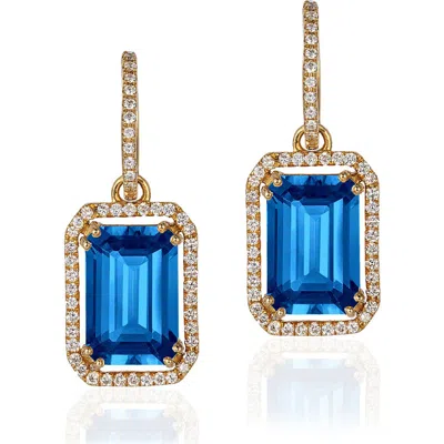 Goshwara Gossip Emerald Cut Drop Earrings In Blue
