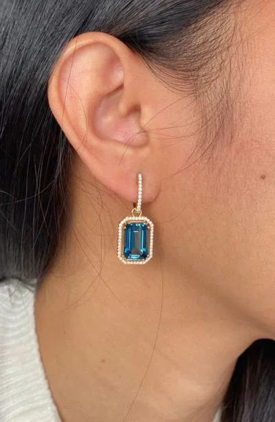 Goshwara Gossip Emerald Cut Drop Earrings In Blue