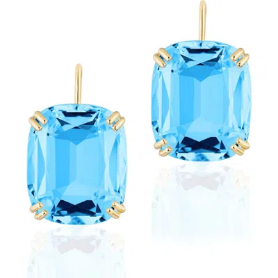 Goshwara Gossip Cushion Cut Stone Drop Earrings In Blue
