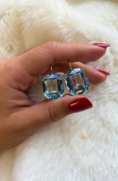 Goshwara Gossip Cushion Cut Stone Drop Earrings In Blue