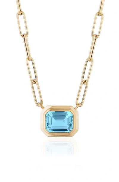 Goshwara Manhattan Emerald Cut Pendant Necklace In Blue