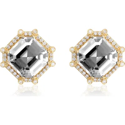 Goshwara Asscher Cut Stone Stud Earrings In Transparent