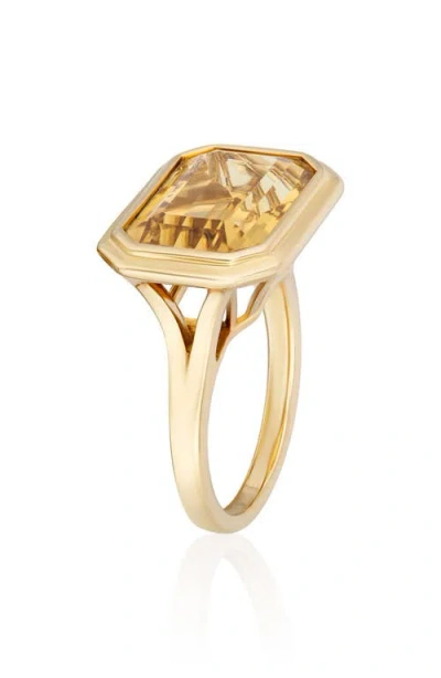 Goshwara Manhattan East West Emerald Cut Ring In Yellow