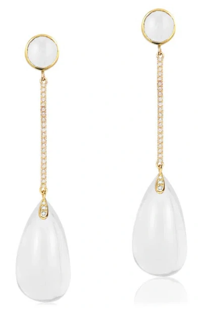 Goshwara Naughty Cabochon Drop Earrings In White