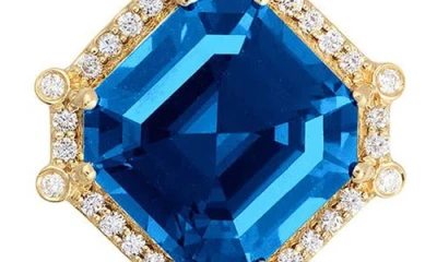 Goshwara Asscher Cut Stone Stud Earrings In Blue