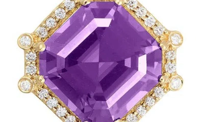 Goshwara Asscher Cut Stone Stud Earrings In Purple