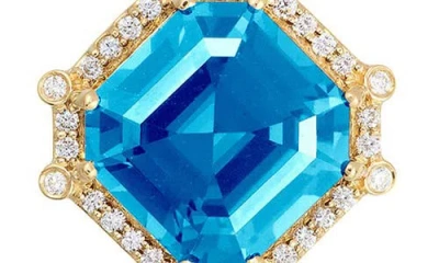 Goshwara Asscher Cut Stone Stud Earrings In Blue