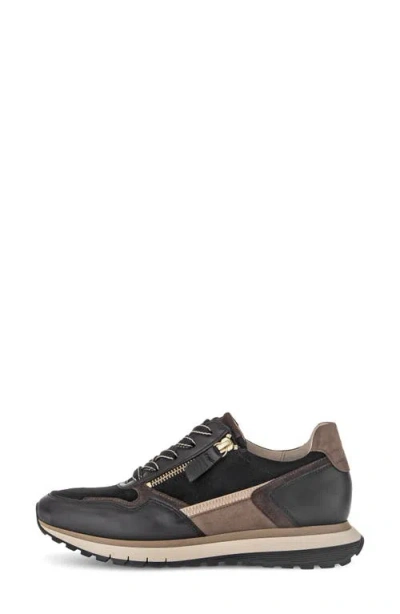 Gabor Leather Zip Sneaker In Black