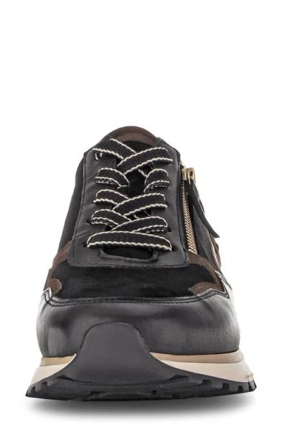 Gabor Leather Zip Sneaker In Black