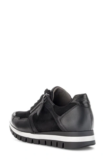 Gabor Leather Zip Sneaker In Black