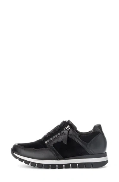 Gabor Leather Zip Sneaker In Black