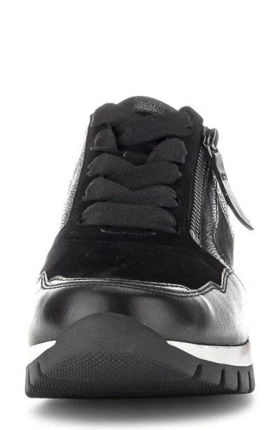 Gabor Leather Zip Sneaker In Black