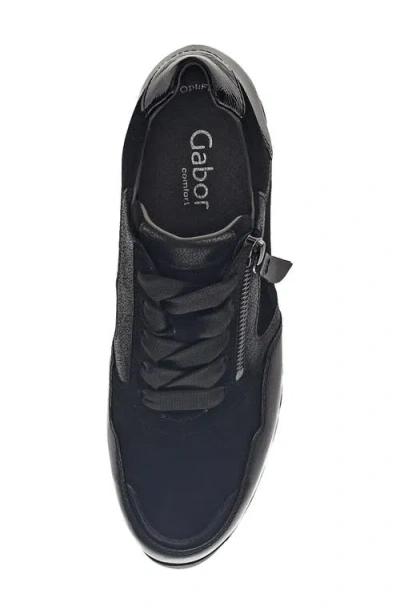 Gabor Leather Zip Sneaker In Black
