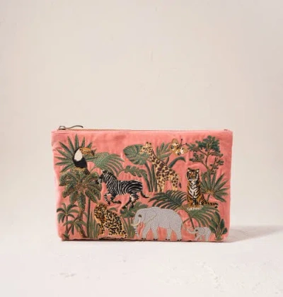 Elizabeth Scarlett World Wildlife Velvet Everyday Pouch In Pink